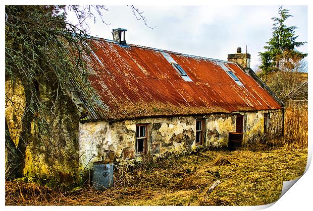 Deserted Highland Croft with red roof Print by Jacqi Elmslie