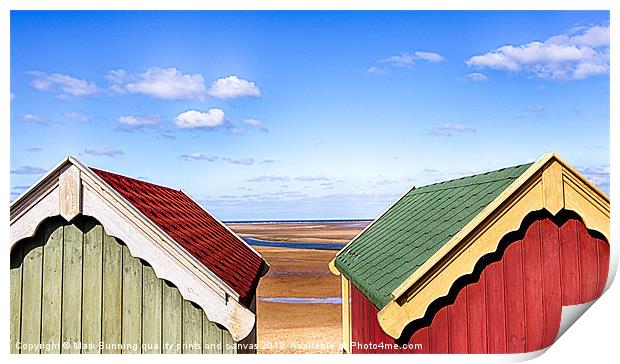 A Beach huts view Print by Mark Bunning