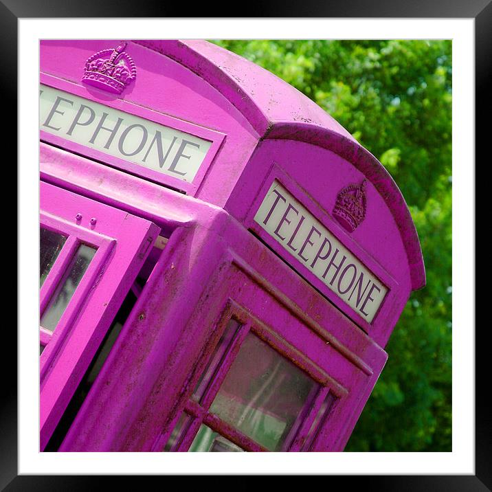 Pink british phonebox Framed Mounted Print by christopher darmanin