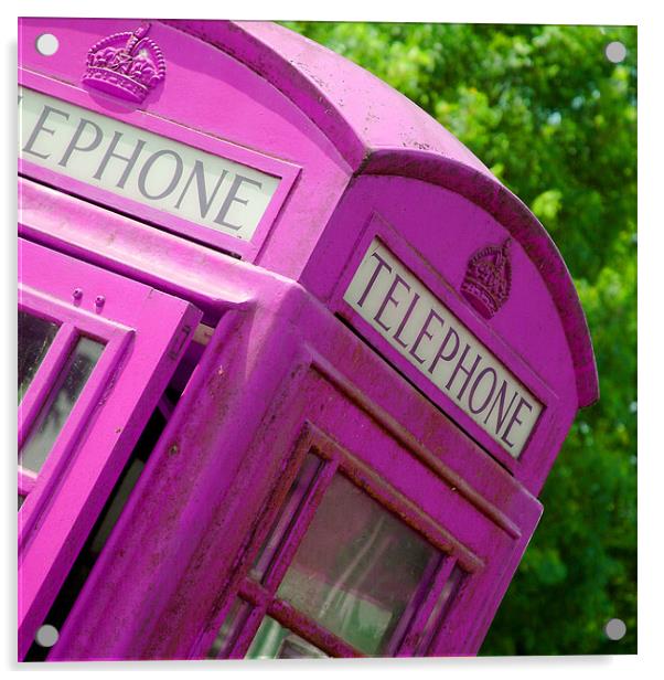 Pink british phonebox Acrylic by christopher darmanin