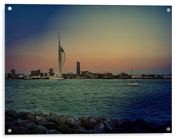 Spinnaker Tower @ Dusk Acrylic by Jules Camfield