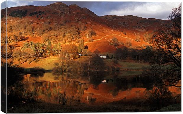 Colourful red Loughrigg Tarn Reflections Canvas Print by Ian Duffield