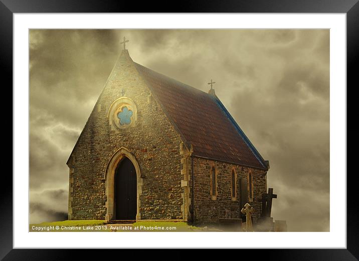 Chapel in the Mist Framed Mounted Print by Christine Lake