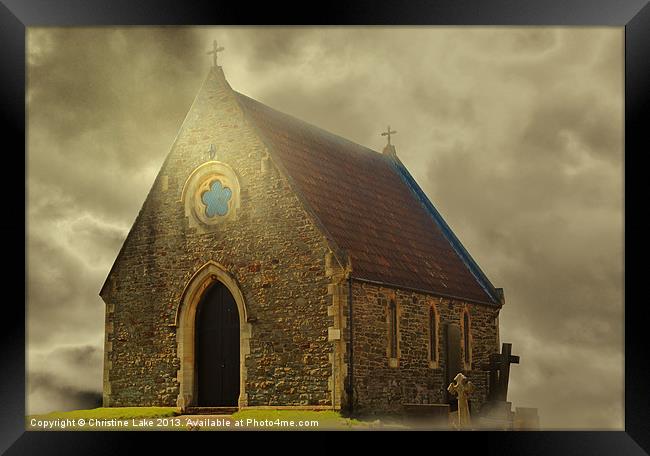 Chapel in the Mist Framed Print by Christine Lake