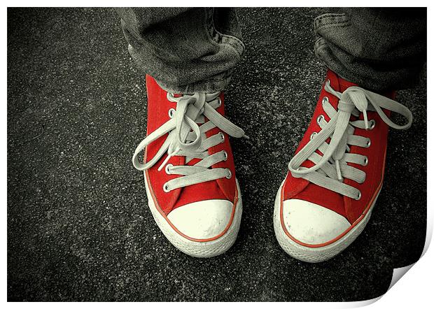 red sneakers Print by Heather Newton