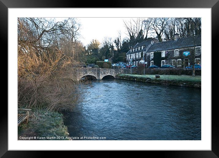 River Coln and The Swan Hotel Framed Mounted Print by Karen Martin