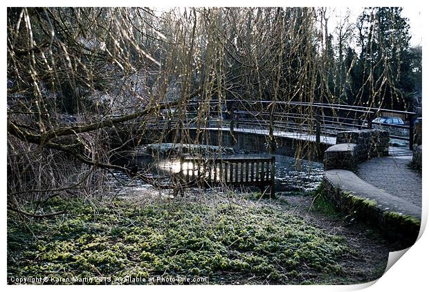 Bridge and Seat in Bibury Print by Karen Martin