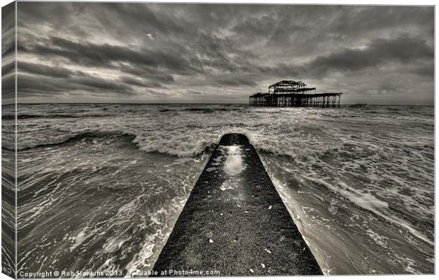 Remains of the Pier Canvas Print by Rob Hawkins