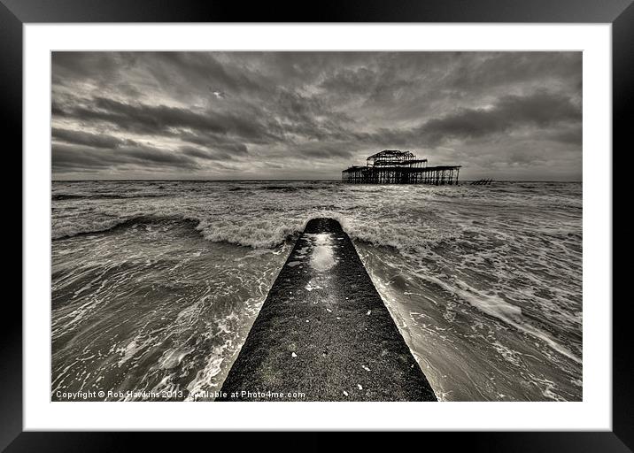 Remains of the Pier Framed Mounted Print by Rob Hawkins