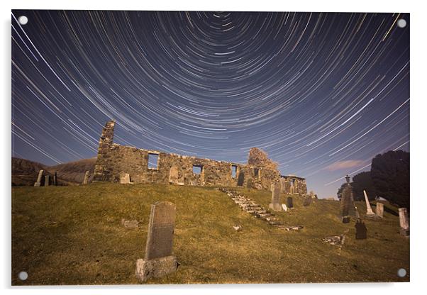 Cill Chriosd Church Star Trails Acrylic by James Grant