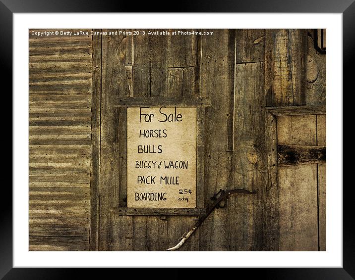 Old West Livery Stable Framed Mounted Print by Betty LaRue