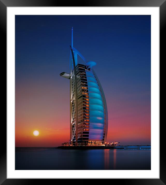 Burj at Sunset Framed Mounted Print by Peter Cope