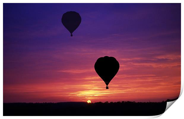 Balloons at Sunset Print by Peter Cope