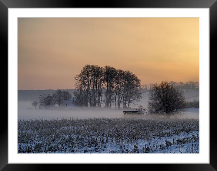 mist above the snow Framed Mounted Print by Jo Beerens