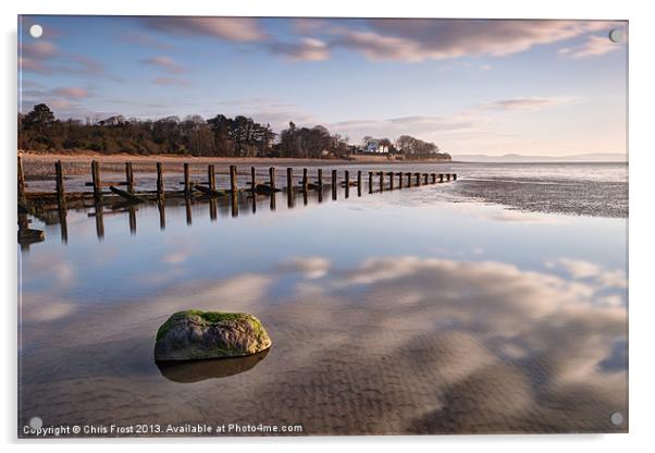 Aldingham Groyne Reflections Acrylic by Chris Frost