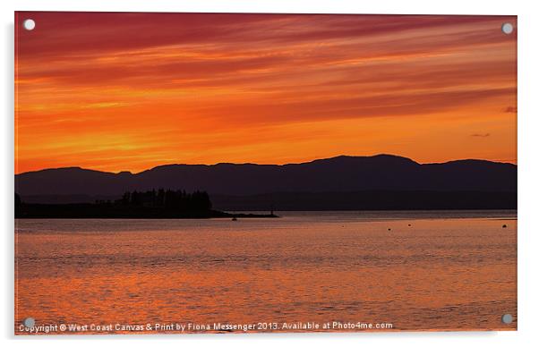 Sundown over Oban Bay Acrylic by Fiona Messenger