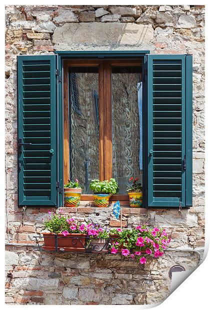 Window with shutters, Castellina. Print by Ian Duffield