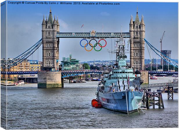 Olympic Rings  London 2012 - Tower Bridge Canvas Print by Colin Williams Photography