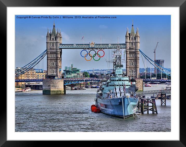 Olympic Rings  London 2012 - Tower Bridge Framed Mounted Print by Colin Williams Photography