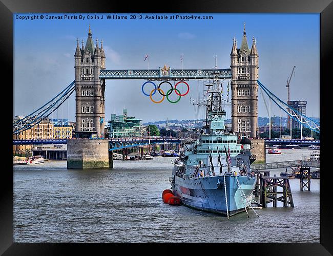 Olympic Rings  London 2012 - Tower Bridge Framed Print by Colin Williams Photography