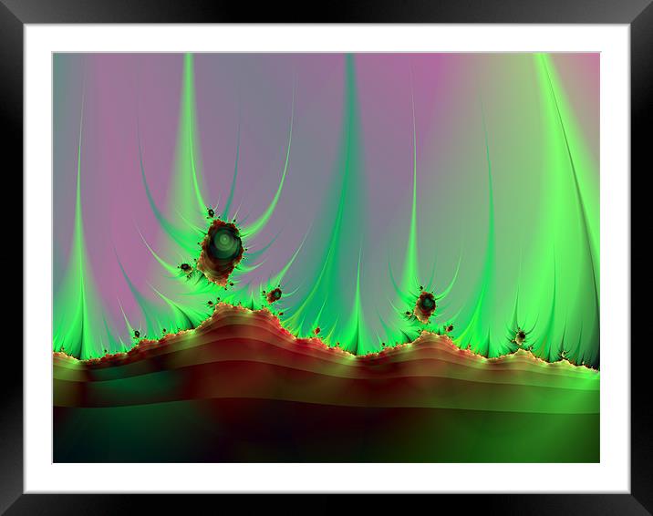 Alien Landscape in Green and Red Framed Mounted Print by Colin Forrest