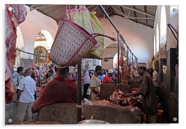 Stone Town Market Acrylic by Tony Murtagh