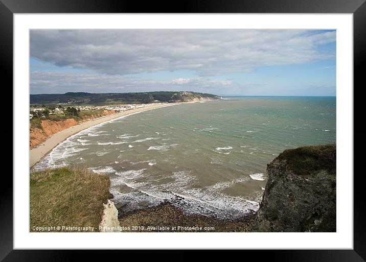 Seaton from the hills at Beer Framed Mounted Print by Pete Hemington
