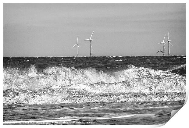 North sea wind turbines Print by Sara Messenger
