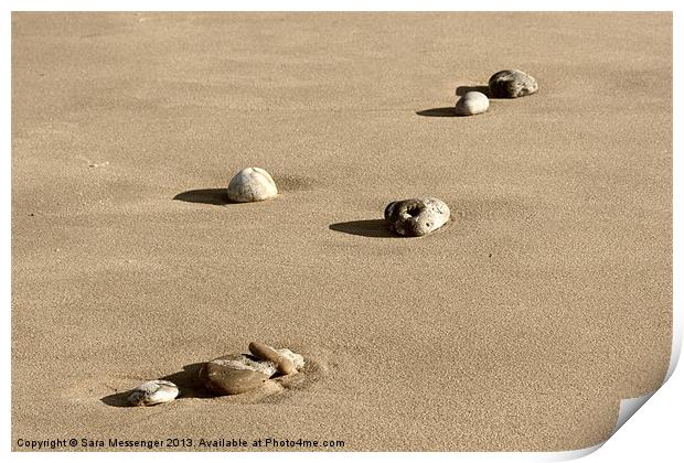 Pebbles in the sand Print by Sara Messenger