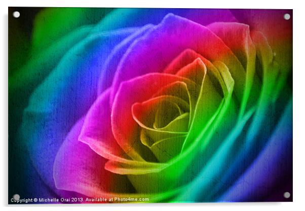 Rainbow Rose Acrylic by Michelle Orai