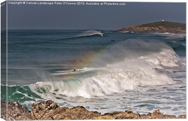 Fistral Newquay Rainbow Canvas Print by Canvas Landscape Peter O'Connor