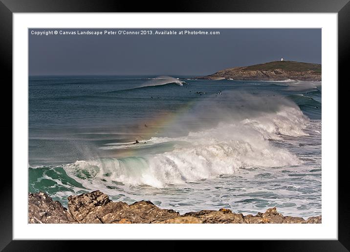 Fistral Newquay Rainbow Framed Mounted Print by Canvas Landscape Peter O'Connor