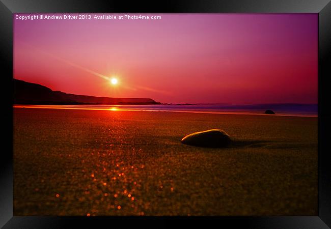 Beach Sunrise Framed Print by Andrew Driver