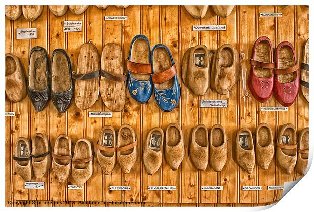 wooden shoes Print by Jo Beerens