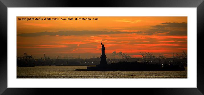 New York Harbour Sunset Framed Mounted Print by Martin White