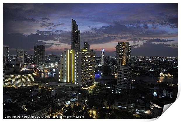 Bangkok Night Skyline Print by Paul Amos