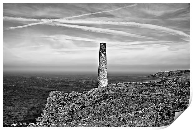 Levant to Pendeen View Black and White Print by Chris Thaxter