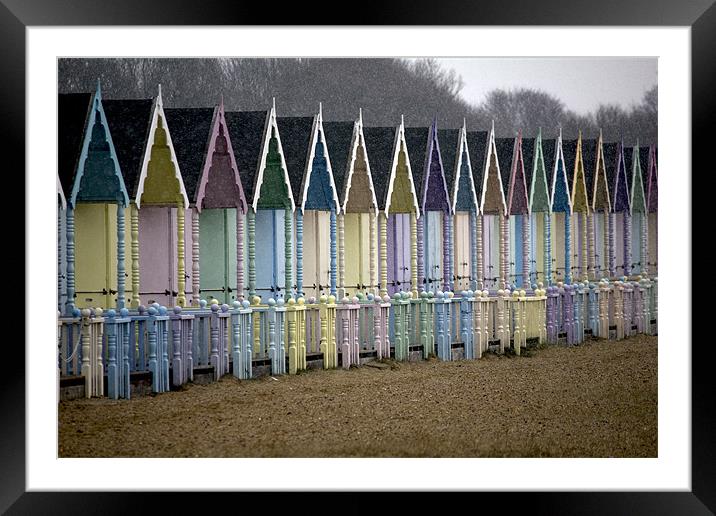 Winter Beach Huts Framed Mounted Print by Darren Burroughs