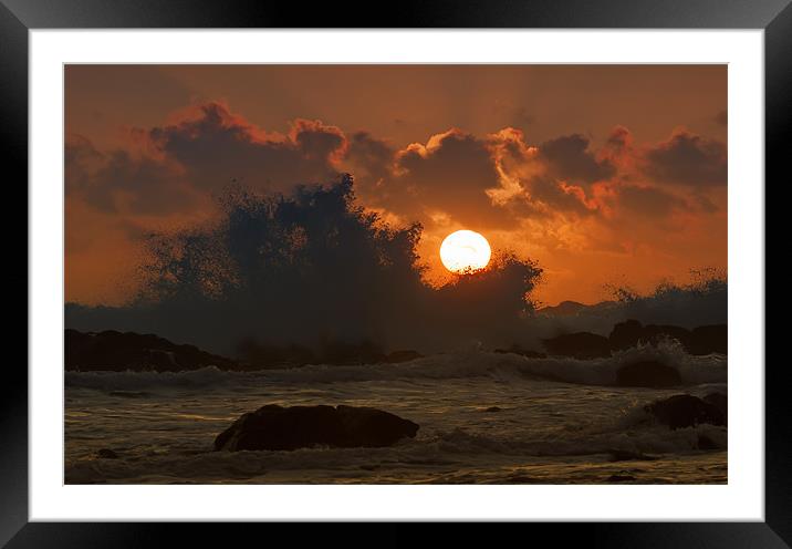 Wave at Sunset Framed Mounted Print by Mary Fletcher
