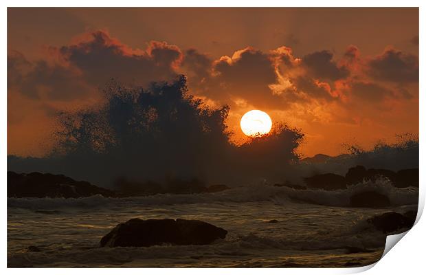 Wave at Sunset Print by Mary Fletcher