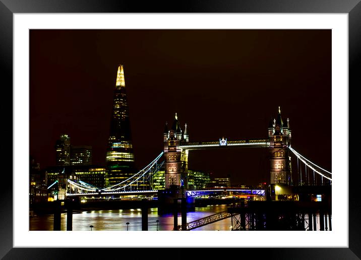 The Shard and Tower Bridge Framed Mounted Print by David Pyatt