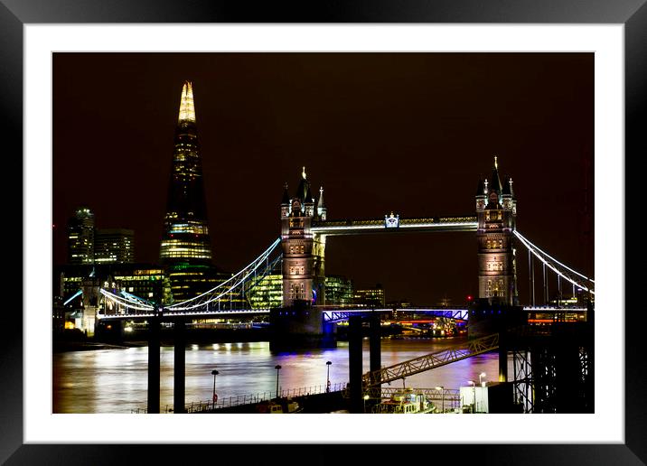 The Shard and Tower Bridge Framed Mounted Print by David Pyatt