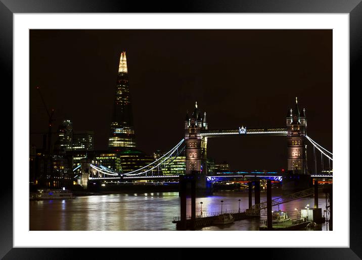 The Shard and Tower Bridge Framed Mounted Print by David Pyatt