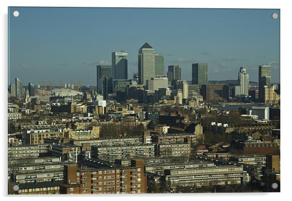 2013 Docklands London Skyline Acrylic by David French