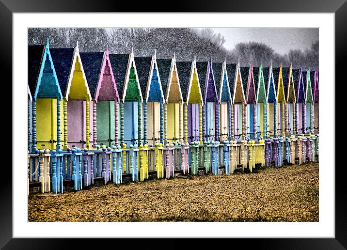 Winter Beach Huts Framed Mounted Print by Darren Burroughs