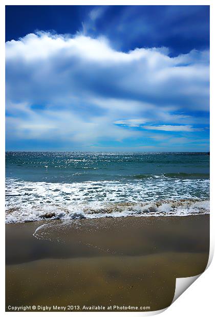 Sand, sea and sky Print by Digby Merry