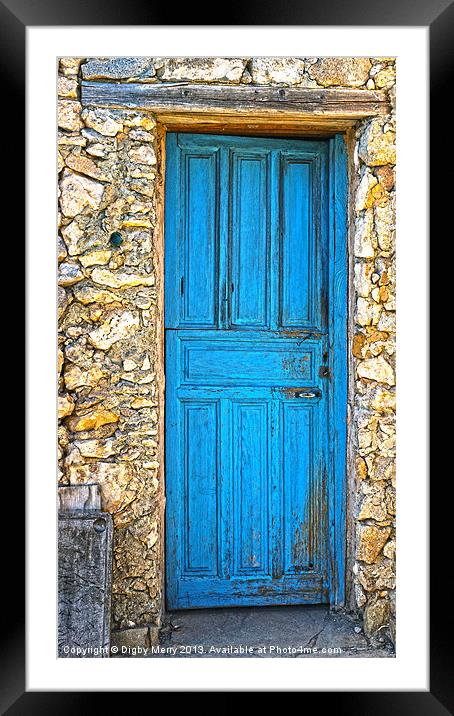 Blue door at Bornos Framed Mounted Print by Digby Merry