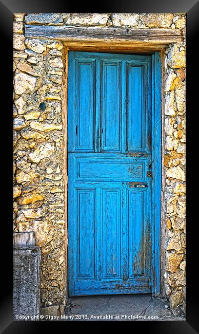 Blue door at Bornos Framed Print by Digby Merry
