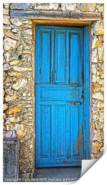 Blue door at Bornos Print by Digby Merry