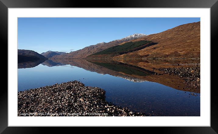 Loch Arkaig reflections. Framed Mounted Print by John Cameron